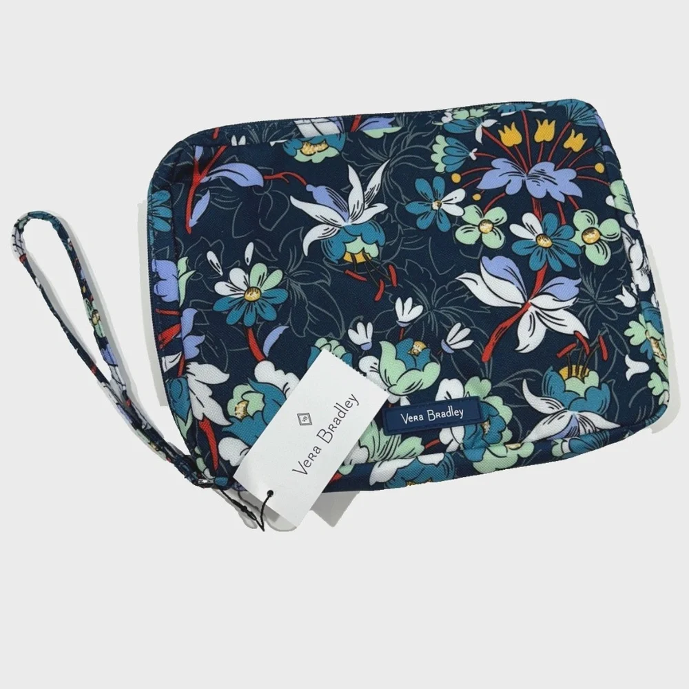 Vera Bradley Wipes Wristlet Pouch-Bag FLORAL BURST Blue Navy Diaper-Changing NEW
